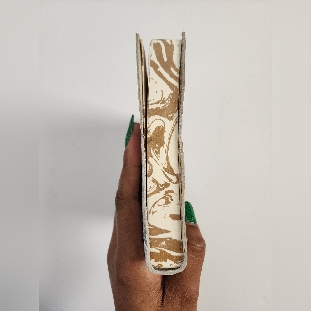 Anthropologie Unisex Leather Marble Grey & Gold Journal Sketch Book Wrap Closure - Picture 4 of 10